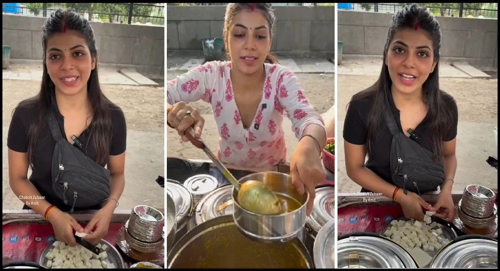 1 Crore Views Modal Himanshi Didi: ठेले वाली मॉडल, खूबसूरती और कॉन्फिडेंस का अनोखा संगम 1 Crore Views Modal Himanshi Didi sell food on cart in Noida