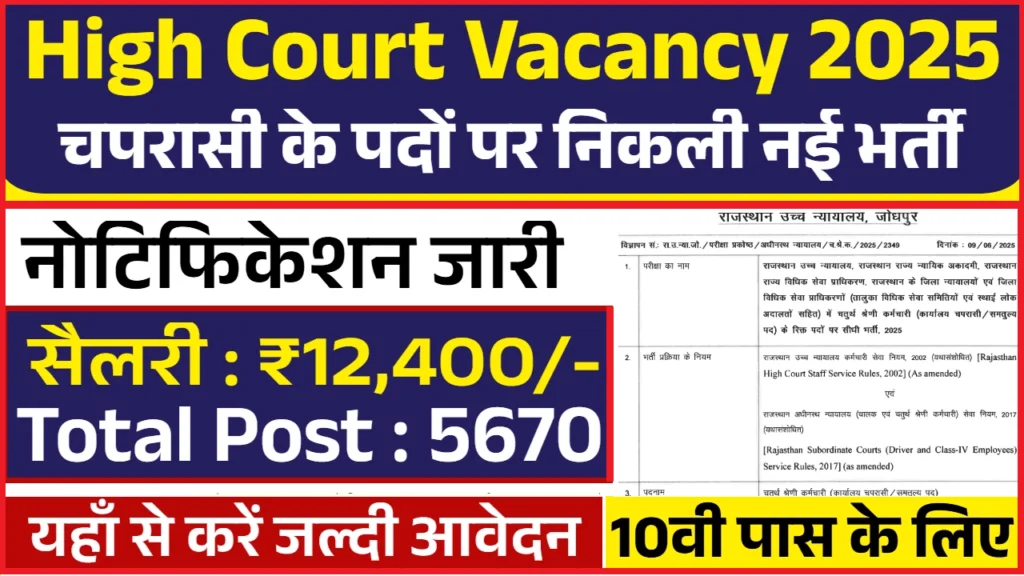 High Court Recruitment: 5670 पदों पर भर्ती, 10वीं पास करें आवेदन High Court Recruitment