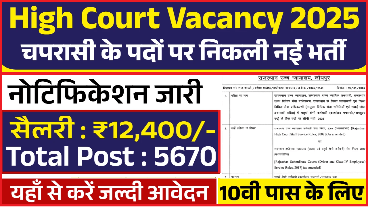 High Court Recruitment: 5670 पदों पर भर्ती, 10वीं पास करें आवेदन High Court Recruitment