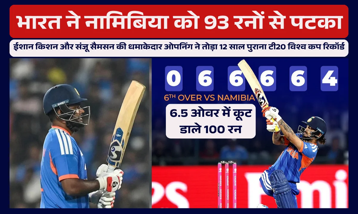T20 World Cup IND vs NAM: भारत ने नामिबिया को 93 रनों से पटका, ईशान किशन और संजू सैमसन की धमाकेदार ओपनिंग ने तोड़ा 12 साल पुराना टी20 विश्व कप रिकॉर्ड